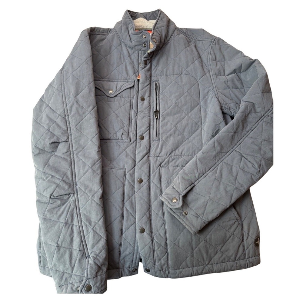 Relwen Quilted Tanker Jacket Mens Medium Blue Orange Lining Pockets Outdoor Gorp